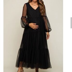 Pinkblush Black Sheer Sleeve Maxi Dress